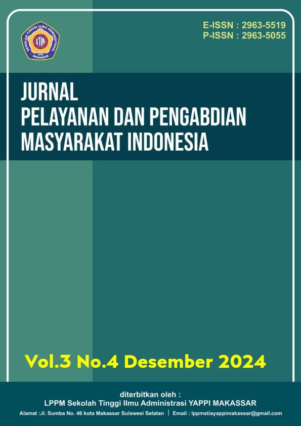					View Vol. 4 No. 4 (2025): Desember:  Jurnal Pelayanan dan Pengabdian Masyarakat Indonesia 
				