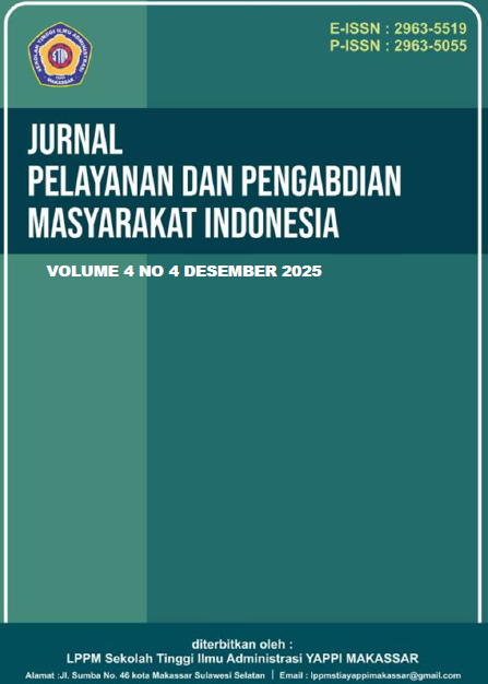					View Vol. 5 No. `1 (2026): Maret : Jurnal Pelayanan dan Pengabdian Masyarakat Indonesia
				
