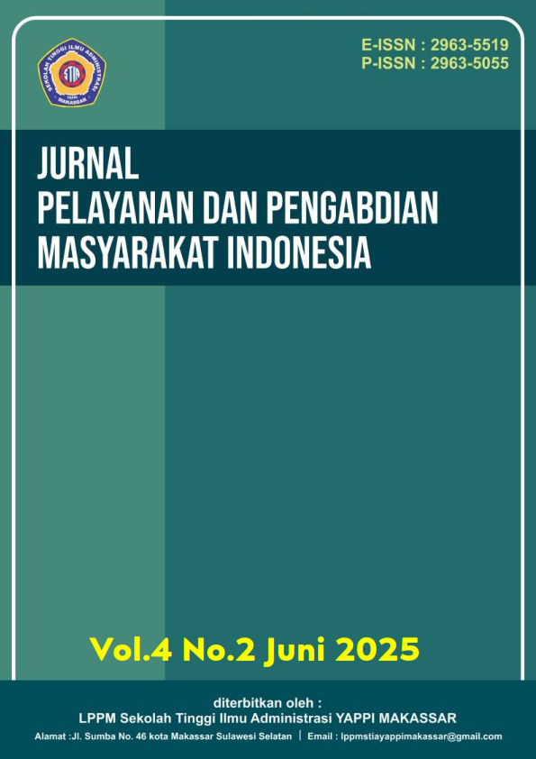					View Vol. 4 No. 2 (2025):  Jurnal Pelayanan dan Pengabdian Masyarakat Indonesia 
				